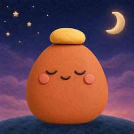 The Lull app icon: Wren, a terracotta felt friend with a butter-yellow capstone under a crescent moon